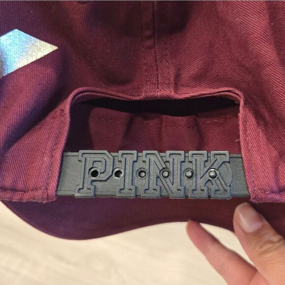 VVictoria's Secret Pink Hat Baseball Cap, Burgundy/Ruby/Gold Side Logo - Picture 9 of 11